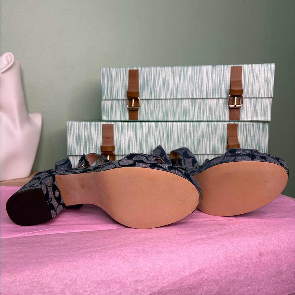 Coach Dark Blue Patterned Sandals - Picture 4 of 10